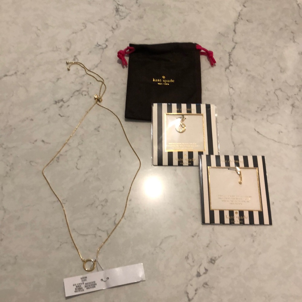 Kate Spade Adjustable Gold Necklace with Charms